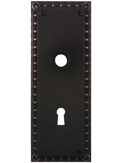 Ovolo Forged-Brass Back Plate with Keyhole in Timeless Bronze.